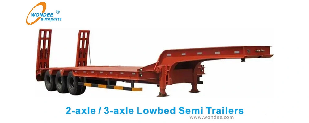 3 Axle Lowbed Gooseneck Platform Deck Semi Trailer for Sale