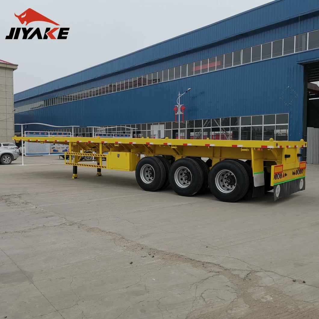 2018 China Low Price Tri-Axle 20 Ton 30 Ton Drawbar Flatbed Full Trailer for Africa